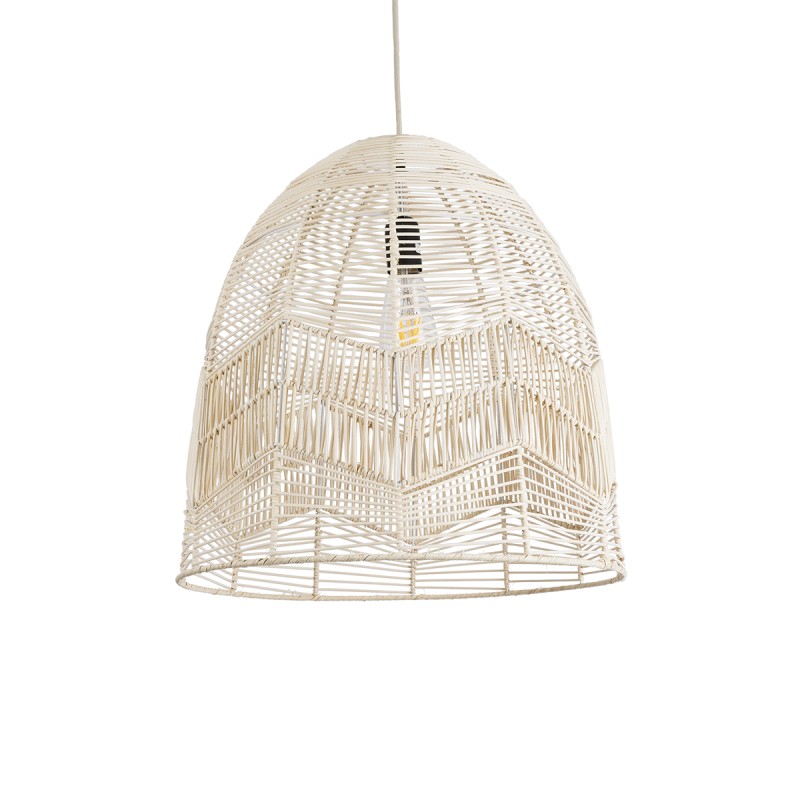 GloboStar® ALOHA 01751 Boho Κρεμαστό Φωτιστικό Καμπάνα Μονόφωτο 1 x E27 IP20 Μπεζ Σχοινί - Μ45 x Π45 x Y48cm