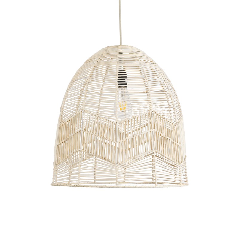 GloboStar® ALOHA 01751 Boho Κρεμαστό Φωτιστικό Καμπάνα Μονόφωτο 1 x E27 IP20 Μπεζ Σχοινί - Μ45 x Π45 x Y48cm