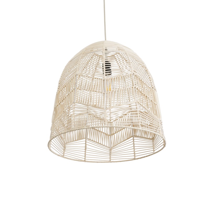 GloboStar® ALOHA 01751 Boho Κρεμαστό Φωτιστικό Καμπάνα Μονόφωτο 1 x E27 IP20 Μπεζ Σχοινί - Μ45 x Π45 x Y48cm