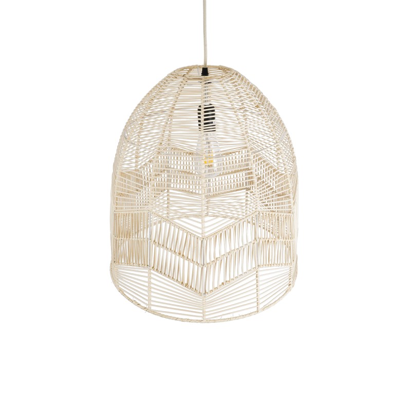 GloboStar® ALOHA 01751 Boho Κρεμαστό Φωτιστικό Καμπάνα Μονόφωτο 1 x E27 IP20 Μπεζ Σχοινί - Μ45 x Π45 x Y48cm