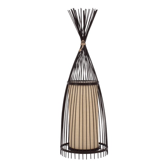 GLOBOSTAR® AZORES 01754 Boho Επιδαπέδιο Φωτιστικό με Ντουί 1 x E27 AC 220-240V IP20 - Καφέ & Μπεζ - Μ30 x Π30 x Υ90cm