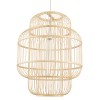 GloboStar® HIBISCUS 01763 Boho Κρεμαστό Φωτιστικό Πλέγμα Μονόφωτο 1 x E27 IP20 Μπεζ Ξύλο - Μ48 x Π48 x Y60cm