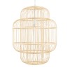GloboStar® HIBISCUS 01763 Boho Κρεμαστό Φωτιστικό Πλέγμα Μονόφωτο 1 x E27 IP20 Μπεζ Ξύλο - Μ48 x Π48 x Y60cm