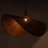 GloboStar® CUBA 01770 Boho Κρεμαστό Φωτιστικό Ανάρτηση Μονόφωτο 1 x E27 IP20 Καφέ Ξύλο - Μ100 x Π100 x Y55cm