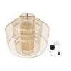 GloboStar® HIBISCUS 01780 Boho Κρεμαστό Φωτιστικό Πλέγμα Μονόφωτο 1 x E27 IP20 Μπεζ Ξύλο - Μ100 x Π100 x Y100cm