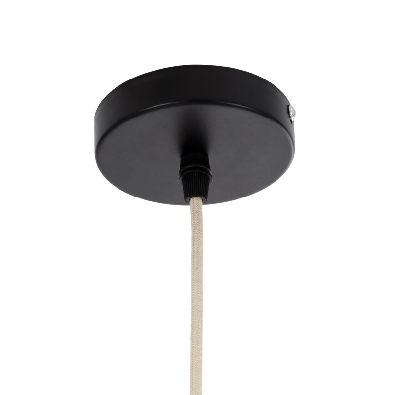 GloboStar® HIBISCUS 01782 Boho Κρεμαστό Φωτιστικό Πλέγμα Τρίφωτο 3 x E27 IP20 Μπεζ Ξύλο - Μ120 x Π120 x Y31cm