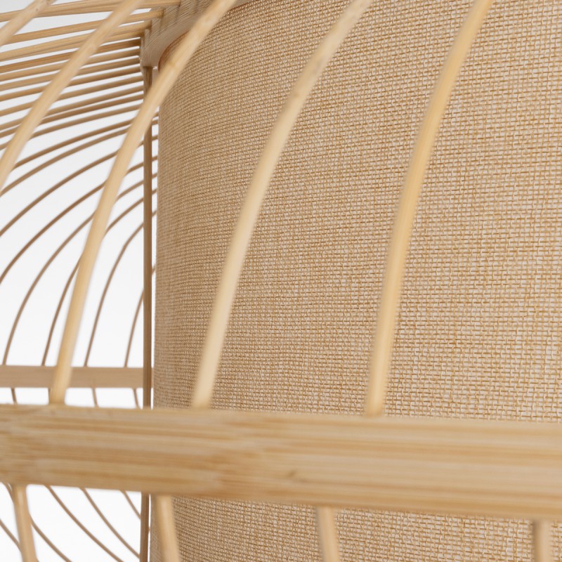 GloboStar® HIBISCUS 01782 Boho Κρεμαστό Φωτιστικό Πλέγμα Τρίφωτο 3 x E27 IP20 Μπεζ Ξύλο - Μ120 x Π120 x Y31cm