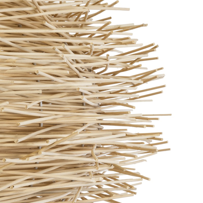 GloboStar® MINORCA 01786 Boho Κρεμαστό Φωτιστικό Πλέγμα Μονόφωτο 1 x E27 IP20 Μπεζ Ξύλο - Μ100 x Π100 x Υ45cm