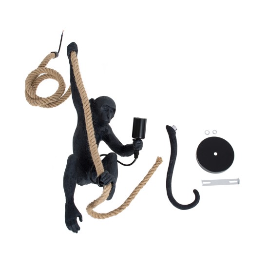 GLOBOSTAR® APES 01801 Μοντέρνο Κρεμαστό Φωτιστικό Οροφής με Ντουί 1 x E27 AC 220-240V IP20 - Μαύρο & Μπεζ - Μ26 x Π28 x Υ69cm
