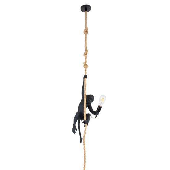 GLOBOSTAR® APES 01801 Μοντέρνο Κρεμαστό Φωτιστικό Οροφής με Ντουί 1 x E27 AC 220-240V IP20 - Μαύρο & Μπεζ - Μ26 x Π28 x Υ69cm