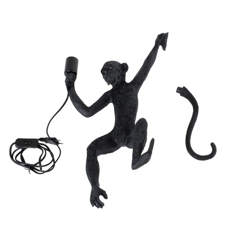 GloboStar® APES 01804 Μοντέρνο Επιτοίχιο Φωτιστικό Απλίκα Μονόφωτο 1 x E27 IP20 Μαύρο Πλαστικό - Μ34 x Π31 x Υ61cm