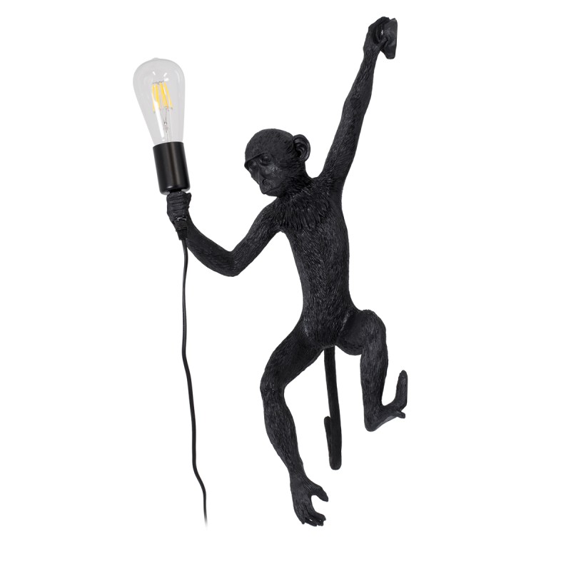 GloboStar® APES 01804 Μοντέρνο Επιτοίχιο Φωτιστικό Απλίκα Μονόφωτο 1 x E27 IP20 Μαύρο Πλαστικό - Μ34 x Π31 x Υ61cm