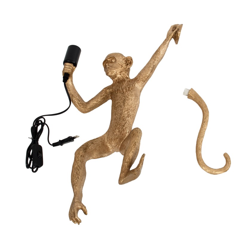 GloboStar® APES 01806 Μοντέρνο Επιτοίχιο Φωτιστικό Απλίκα Μονόφωτο 1 x E27 IP20 Χρυσό Πλαστικό - Μ34 x Π31 x Υ61cm