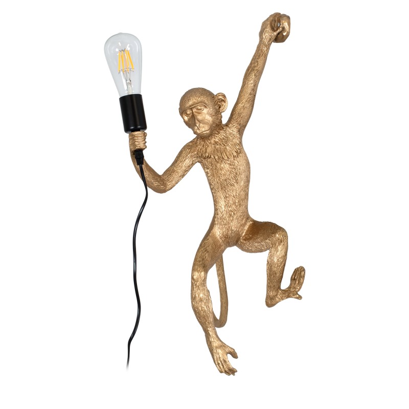 GloboStar® APES 01806 Μοντέρνο Επιτοίχιο Φωτιστικό Απλίκα Μονόφωτο 1 x E27 IP20 Χρυσό Πλαστικό - Μ34 x Π31 x Υ61cm