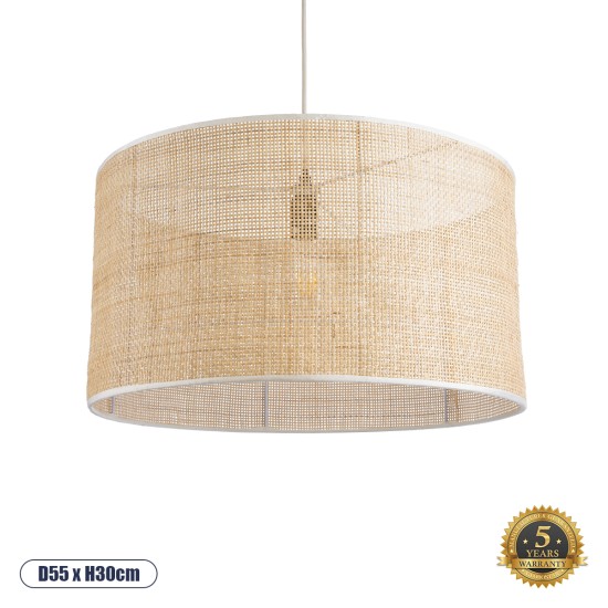 GloboStar® YOTTO 01822 Boho Κρεμαστό Φωτιστικό Καπέλο Μονόφωτο 1 x E27 IP20 Μπεζ Ξύλο - Μ55 x Π55 x Y30cm GloboStar® YOTTO 01822 Boho Κρεμαστό Φωτιστικό Καπέλο Μονόφωτο 1 x E27 IP20 Μπεζ Ξύλο - Μ55 x Π55 x Y30cm