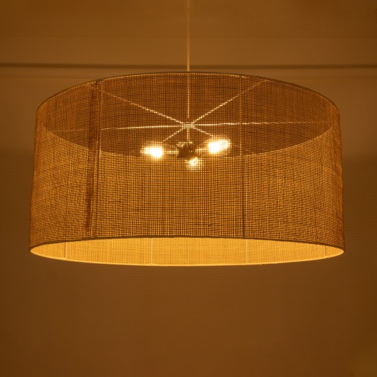GloboStar® YOTTO 01823 Boho Κρεμαστό Φωτιστικό Καπέλο Τρίφωτο 3 x E27 IP20 Μπεζ Ξύλο - Μ90 x Π90 x Υ40cm GloboStar® YOTTO 01823 Boho Κρεμαστό Φωτιστικό Καπέλο Τρίφωτο 3 x E27 IP20 Μπεζ Ξύλο - Μ90 x Π90 x Υ40cm