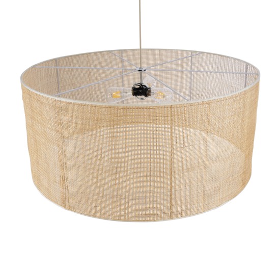 GloboStar® YOTTO 01823 Boho Κρεμαστό Φωτιστικό Καπέλο Τρίφωτο 3 x E27 IP20 Μπεζ Ξύλο - Μ90 x Π90 x Υ40cm GloboStar® YOTTO 01823 Boho Κρεμαστό Φωτιστικό Καπέλο Τρίφωτο 3 x E27 IP20 Μπεζ Ξύλο - Μ90 x Π90 x Υ40cm