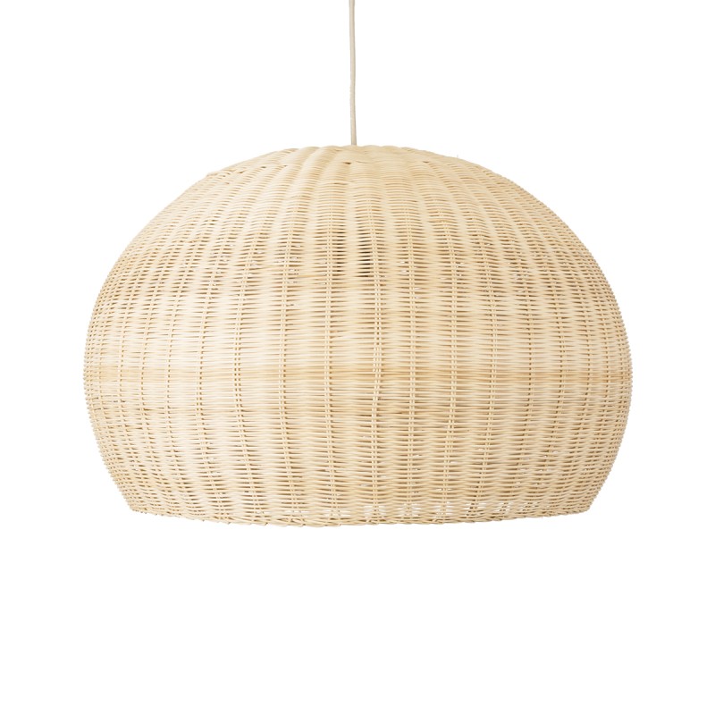 GloboStar® RAITO 01825 Boho Κρεμαστό Φωτιστικό Καμπάνα Μονόφωτο 1 x E27 IP20 Μπεζ Ξύλο - Μ60 x Π60 x Υ40cm