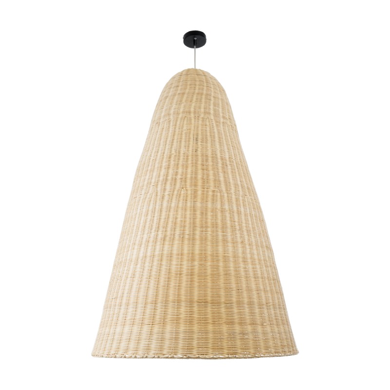 GloboStar® MAHANA 01827 Boho Κρεμαστό Φωτιστικό Πλέγμα Μονόφωτο 1 x E27 IP20 Μπεζ Ξύλο - Μ80 x Π80 x Υ130cm