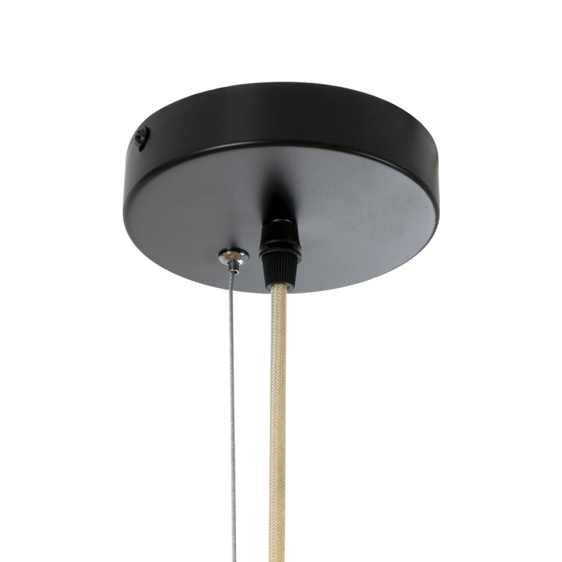 GloboStar® MAHANA 01827 Boho Κρεμαστό Φωτιστικό Πλέγμα Μονόφωτο 1 x E27 IP20 Μπεζ Ξύλο - Μ80 x Π80 x Υ130cm