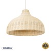 GloboStar® AFURU 01828 Boho Κρεμαστό Φωτιστικό Καμπάνα Μονόφωτο 1 x E27 IP20 Μπεζ Ξύλο - Μ60 x Π60 x Υ40cm