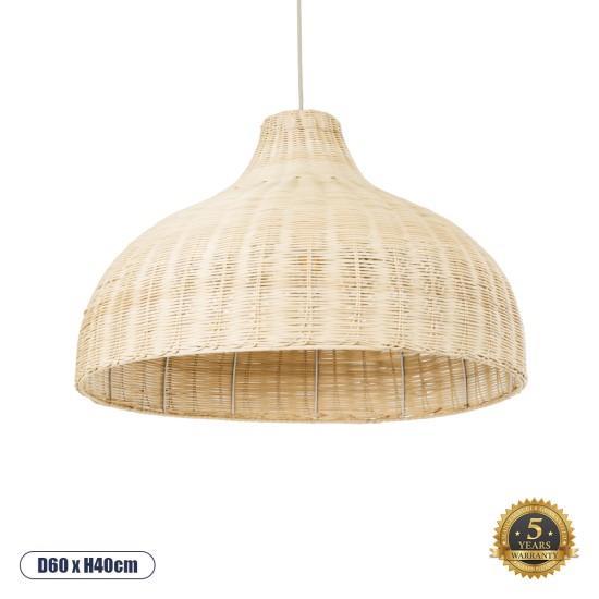 GloboStar® AFURU 01828 Boho Κρεμαστό Φωτιστικό Καμπάνα Μονόφωτο 1 x E27 IP20 Μπεζ Ξύλο - Μ60 x Π60 x Υ40cm GloboStar® AFURU 01828 Boho Κρεμαστό Φωτιστικό Καμπάνα Μονόφωτο 1 x E27 IP20 Μπεζ Ξύλο - Μ60 x Π60 x Υ40cm