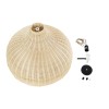 GloboStar® AFURU 01828 Boho Κρεμαστό Φωτιστικό Καμπάνα Μονόφωτο 1 x E27 IP20 Μπεζ Ξύλο - Μ60 x Π60 x Υ40cm
