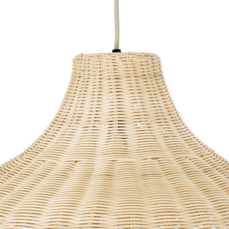 GloboStar® AFURU 01828 Boho Κρεμαστό Φωτιστικό Καμπάνα Μονόφωτο 1 x E27 IP20 Μπεζ Ξύλο - Μ60 x Π60 x Υ40cm