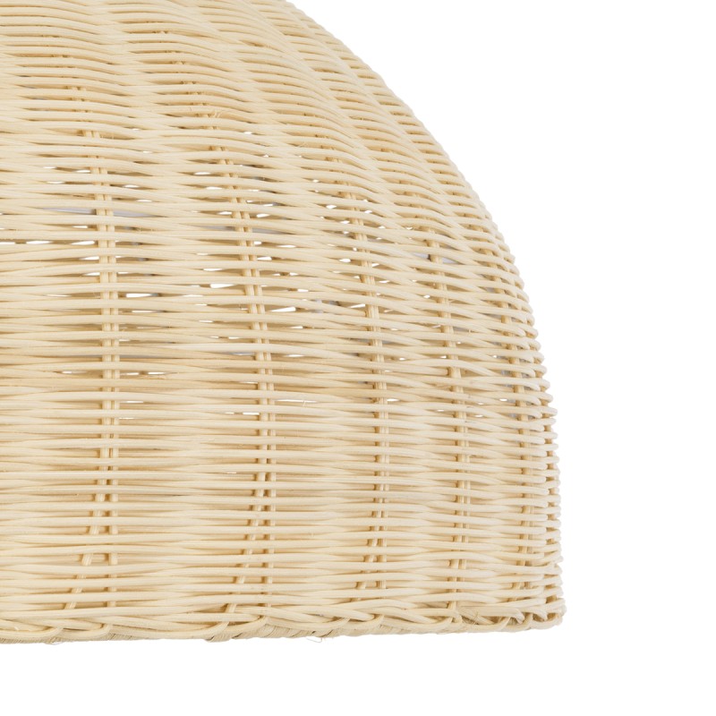 GloboStar® AFURU 01828 Boho Κρεμαστό Φωτιστικό Καμπάνα Μονόφωτο 1 x E27 IP20 Μπεζ Ξύλο - Μ60 x Π60 x Υ40cm