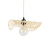 GloboStar® MELEMELE 01839 Boho Κρεμαστό Φωτιστικό Πλέγμα Μονόφωτο 1 x E27 IP20 Μπεζ Ξύλο - Μ35 x Π35 x Υ4cm