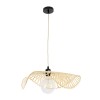 GloboStar® MELEMELE 01840 Boho Κρεμαστό Φωτιστικό Πλέγμα Μονόφωτο 1 x E27 IP20 Μπεζ Ξύλο - Μ50 x Π50 x Υ7cm
