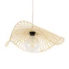 GloboStar® MELEMELE 01840 Boho Κρεμαστό Φωτιστικό Πλέγμα Μονόφωτο 1 x E27 IP20 Μπεζ Ξύλο - Μ50 x Π50 x Υ7cm