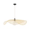 GloboStar® MELEMELE 01841 Boho Κρεμαστό Φωτιστικό Πλέγμα Μονόφωτο 1 x E27 IP20 Μπεζ Ξύλο - Μ75 x Π75 x Υ10cm
