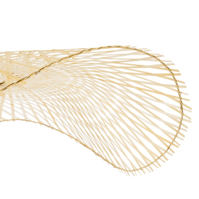 GloboStar® MELEMELE 01841 Boho Κρεμαστό Φωτιστικό Πλέγμα Μονόφωτο 1 x E27 IP20 Μπεζ Ξύλο - Μ75 x Π75 x Υ10cm