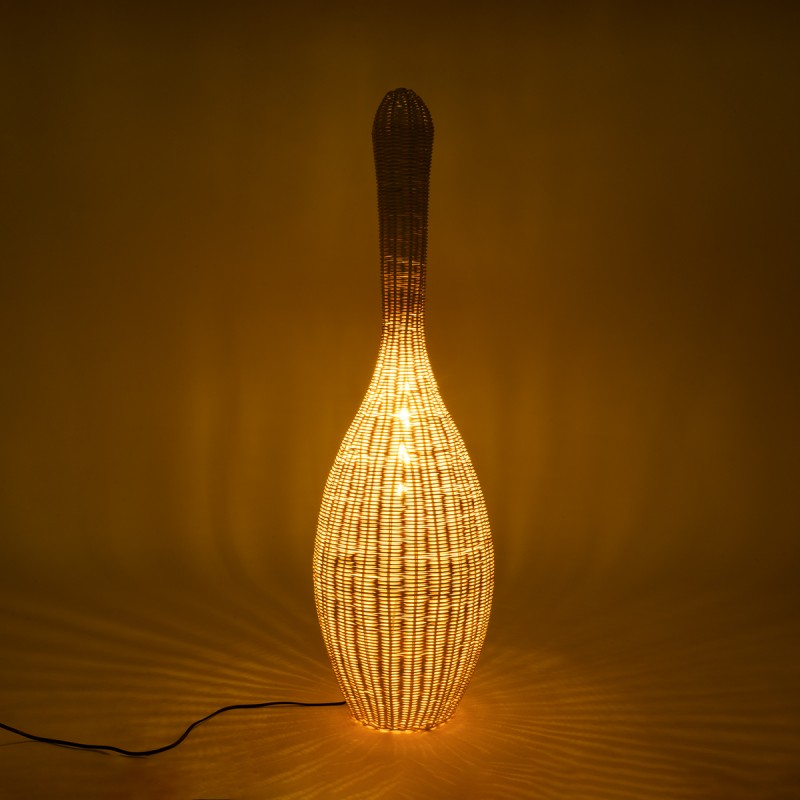 GloboStar® PARADIS 01843 Boho Επιδαπέδιο Φωτιστικό Μονόφωτο 1 x E27 IP20 Μπεζ Ξύλο - Μ30 x Π30 x Υ100cm