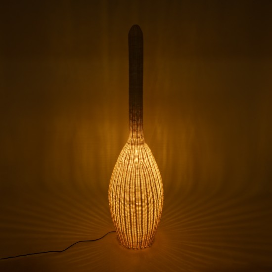 GloboStar® PARADIS 01845 Boho Επιδαπέδιο Φωτιστικό Μονόφωτο 1 x E27 IP20 Μπεζ Ξύλο - Μ40 x Π40 x Υ150cm