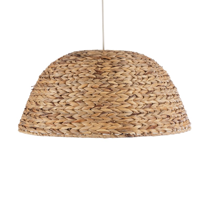 GloboStar® MANGATA 01847 Boho Κρεμαστό Φωτιστικό Καμπάνα Μονόφωτο 1 x E27 IP20 Μπεζ Ξύλο - Μ60 x Π60 x Υ28cm