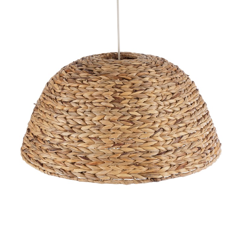 GloboStar® MANGATA 01847 Boho Κρεμαστό Φωτιστικό Καμπάνα Μονόφωτο 1 x E27 IP20 Μπεζ Ξύλο - Μ60 x Π60 x Υ28cm