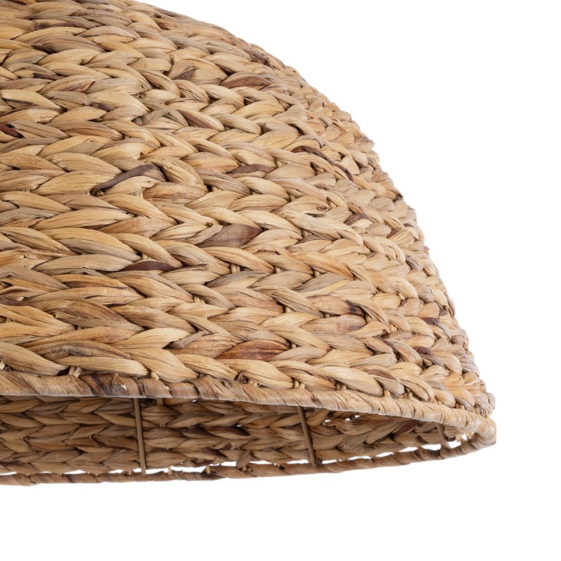 GloboStar® MANGATA 01847 Boho Κρεμαστό Φωτιστικό Καμπάνα Μονόφωτο 1 x E27 IP20 Μπεζ Ξύλο - Μ60 x Π60 x Υ28cm