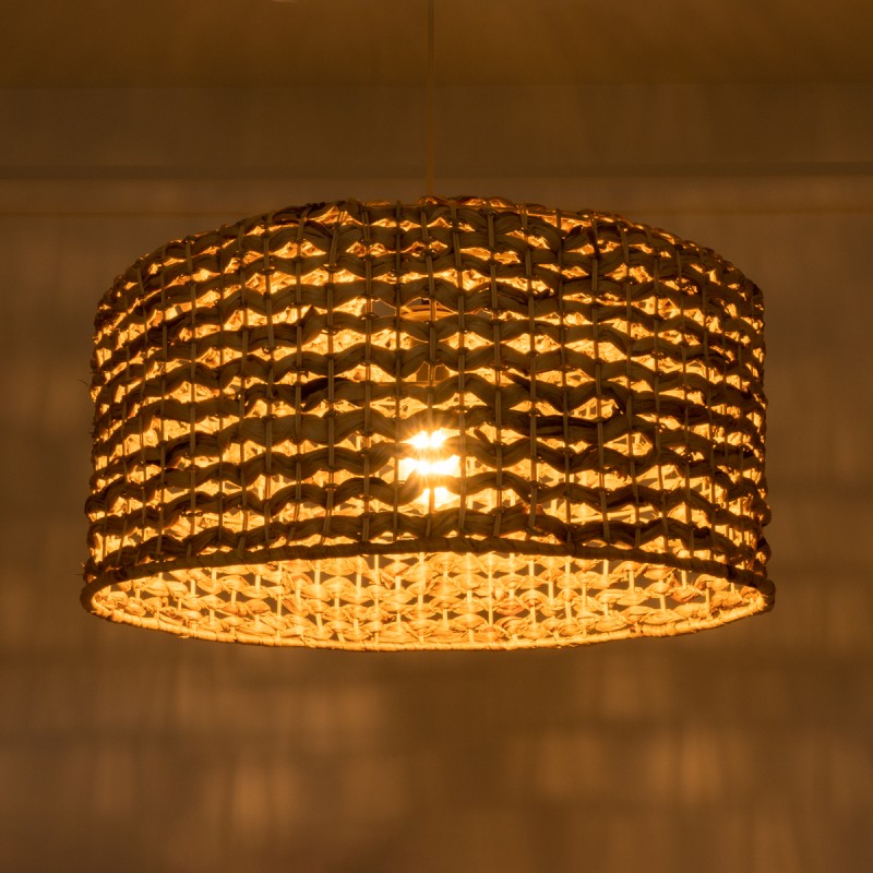 GloboStar® MANGATA 01849 Boho Κρεμαστό Φωτιστικό Καμπάνα Μονόφωτο 1 x E27 IP20 Καφέ Ξύλο - Μ60 x Π60 x Υ28cm