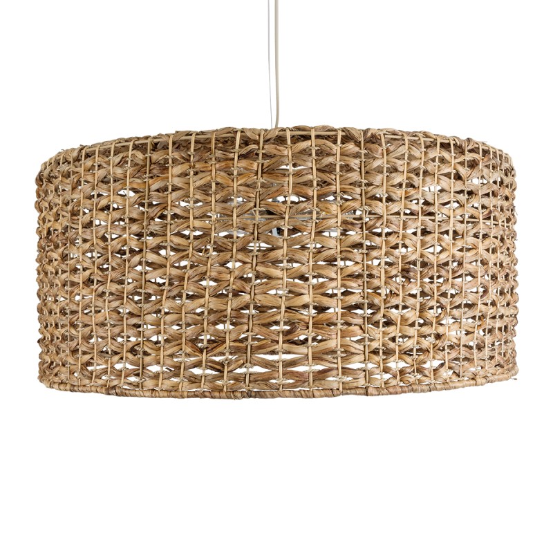 GloboStar® MANGATA 01850 Boho Κρεμαστό Φωτιστικό Καμπάνα Μονόφωτο 1 x E27 IP20 Καφέ Ξύλο - Μ90 x Π90 x Υ40cm