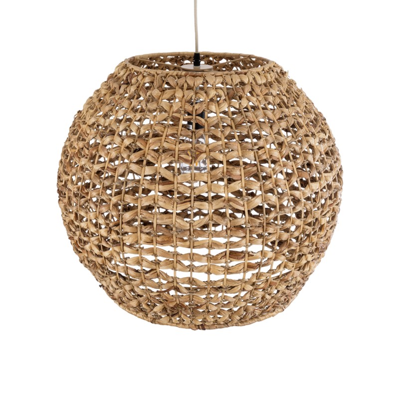 GloboStar® MANGATA 01851 Boho Κρεμαστό Φωτιστικό Καμπάνα Μονόφωτο 1 x E27 IP20 Καφέ Ξύλο - Μ60 x Π60 x Υ50cm