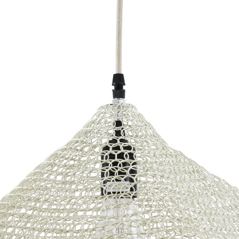 GloboStar® KENTUCKY 01862 Vintage Κρεμαστό Φωτιστικό Πλέγμα Μονόφωτο 1 x E27 IP20 Μπεζ Μέταλλο - Μ40 x Π40 x Υ30cm