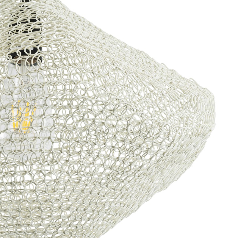 GloboStar® KENTUCKY 01862 Vintage Κρεμαστό Φωτιστικό Πλέγμα Μονόφωτο 1 x E27 IP20 Μπεζ Μέταλλο - Μ40 x Π40 x Υ30cm