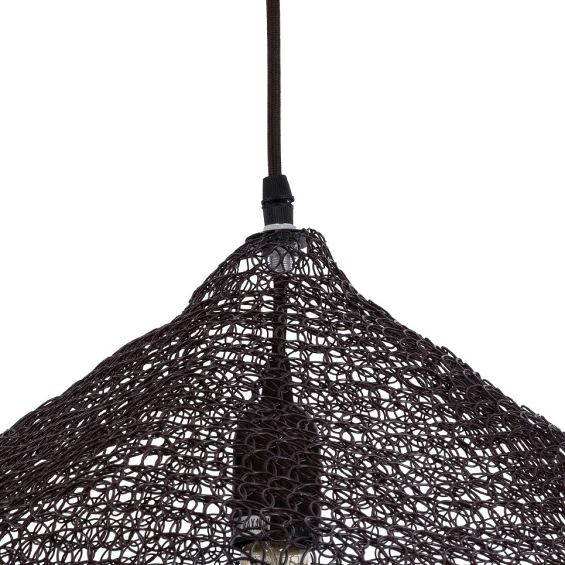 GloboStar® KENTUCKY 01863 Vintage Κρεμαστό Φωτιστικό Πλέγμα Μονόφωτο 1 x E27 IP20 Καφέ Μέταλλο - Μ40 x Π40 x Υ30cm