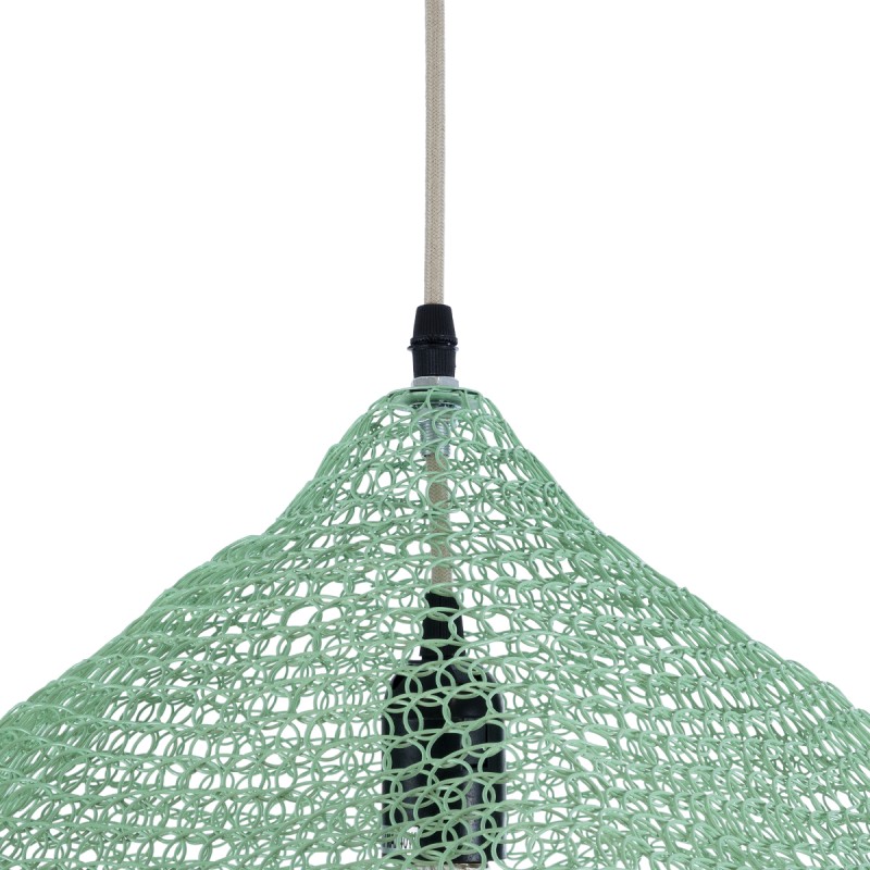 GloboStar® KENTUCKY 01864 Vintage Κρεμαστό Φωτιστικό Πλέγμα Μονόφωτο 1 x E27 IP20 Τιρκουάζ Μέταλλο - Μ40 x Π40 x Υ30cm