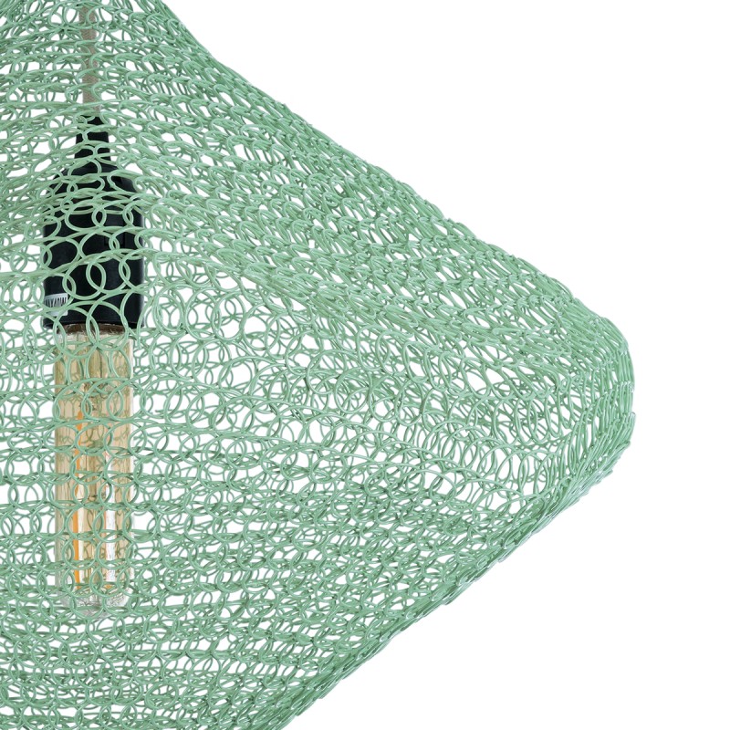 GloboStar® KENTUCKY 01864 Vintage Κρεμαστό Φωτιστικό Πλέγμα Μονόφωτο 1 x E27 IP20 Τιρκουάζ Μέταλλο - Μ40 x Π40 x Υ30cm