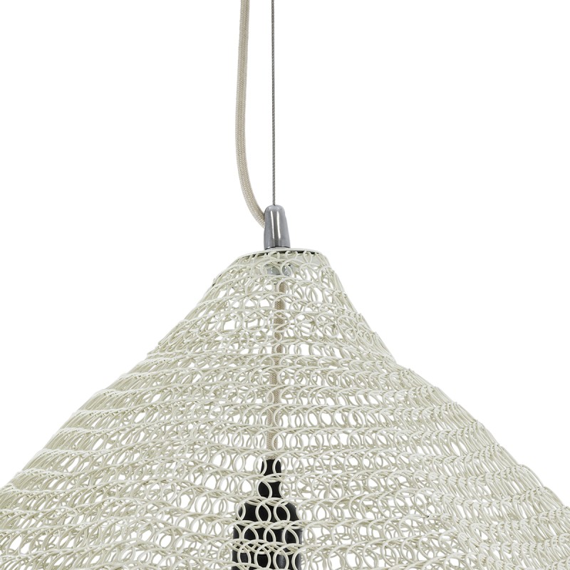 GloboStar® KENTUCKY 01865 Vintage Κρεμαστό Φωτιστικό Πλέγμα Μονόφωτο 1 x E27 IP20 Μπεζ Μέταλλο - Μ60 x Π60 x Υ50cm