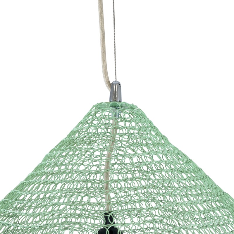 GloboStar® KENTUCKY 01866 Vintage Κρεμαστό Φωτιστικό Πλέγμα Μονόφωτο 1 x E27 IP20 Τιρκουάζ Μέταλλο - Μ60 x Π60 x Υ50cm