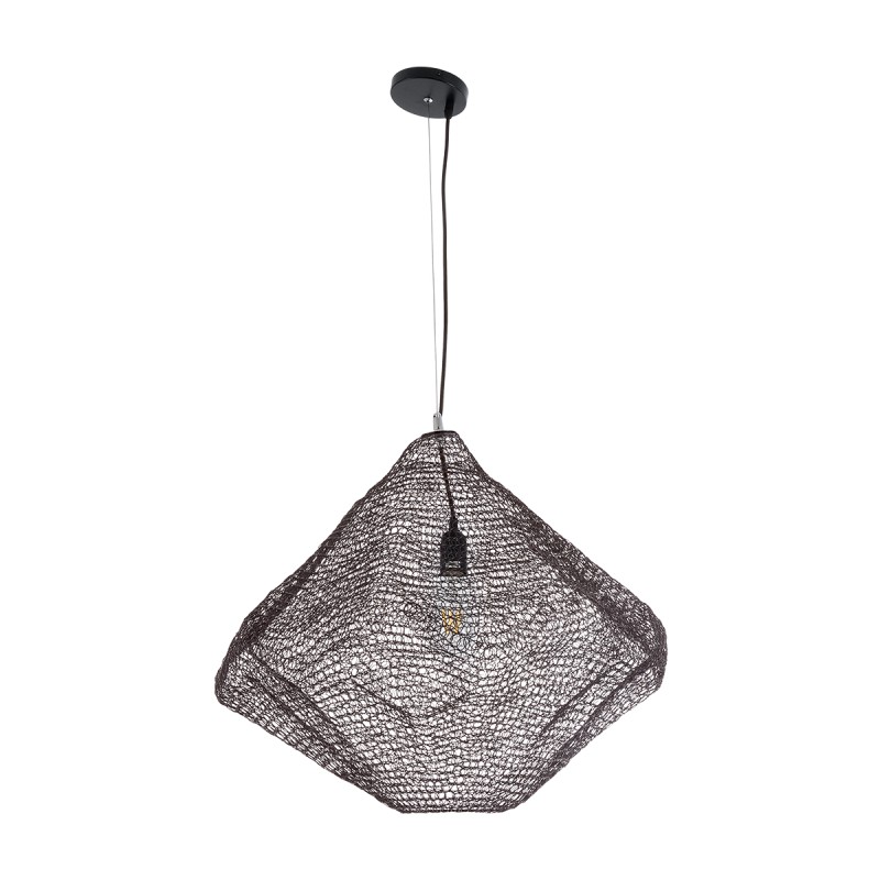 GloboStar® KENTUCKY 01867 Vintage Κρεμαστό Φωτιστικό Πλέγμα Μονόφωτο 1 x E27 IP20 Καφέ Μέταλλο - Μ60 x Π60 x Υ50cm